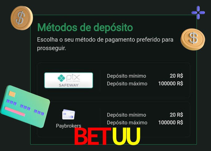 O cassino BETUU oferece uma grande variedade de métodos de pagamento